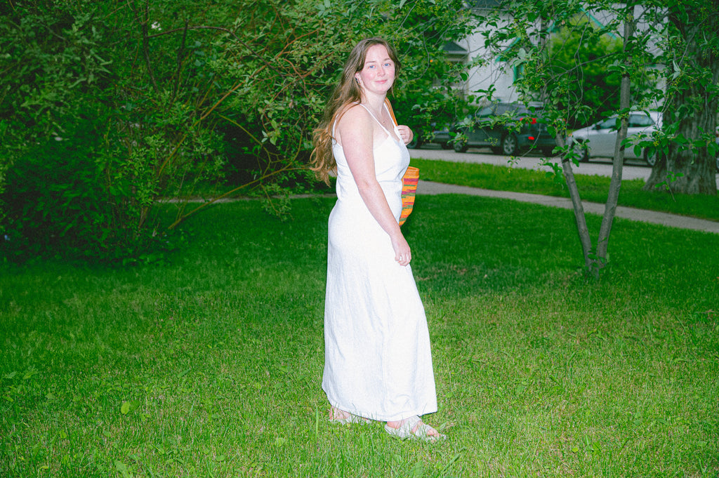 Utku Camisole Dress in True white — crinkle cotton