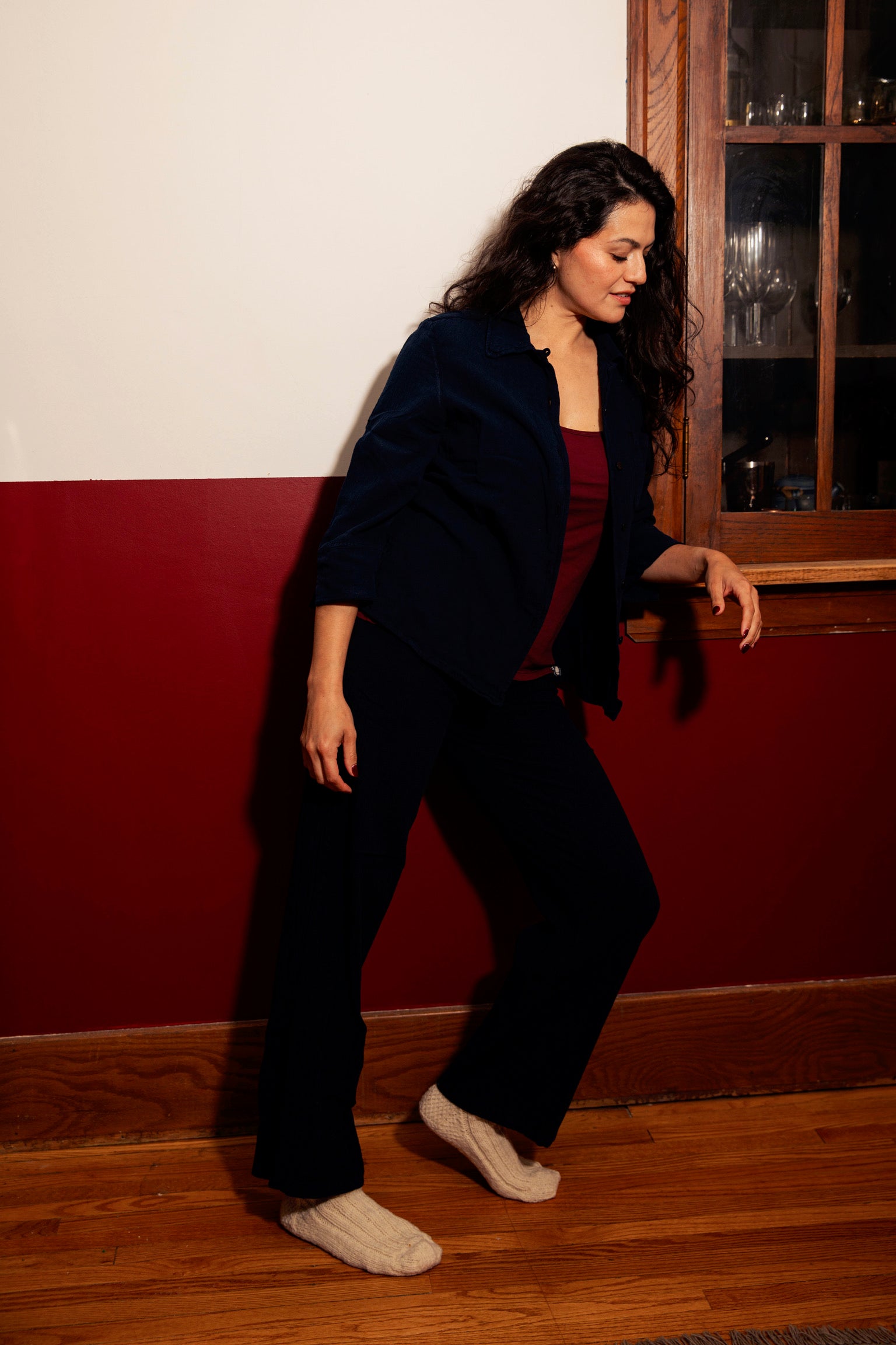 Utku Straight Crinkle Cotton Pants in Black