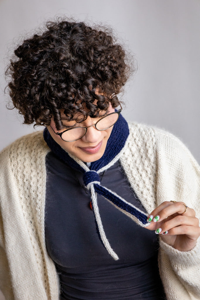 Utku Knit Headband in Lyon blue — baby alpaca wool