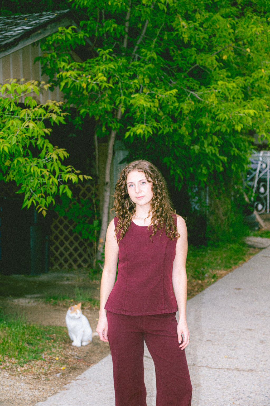 Utku Contour Camisole in Dusky madder violet — crinkle cotton