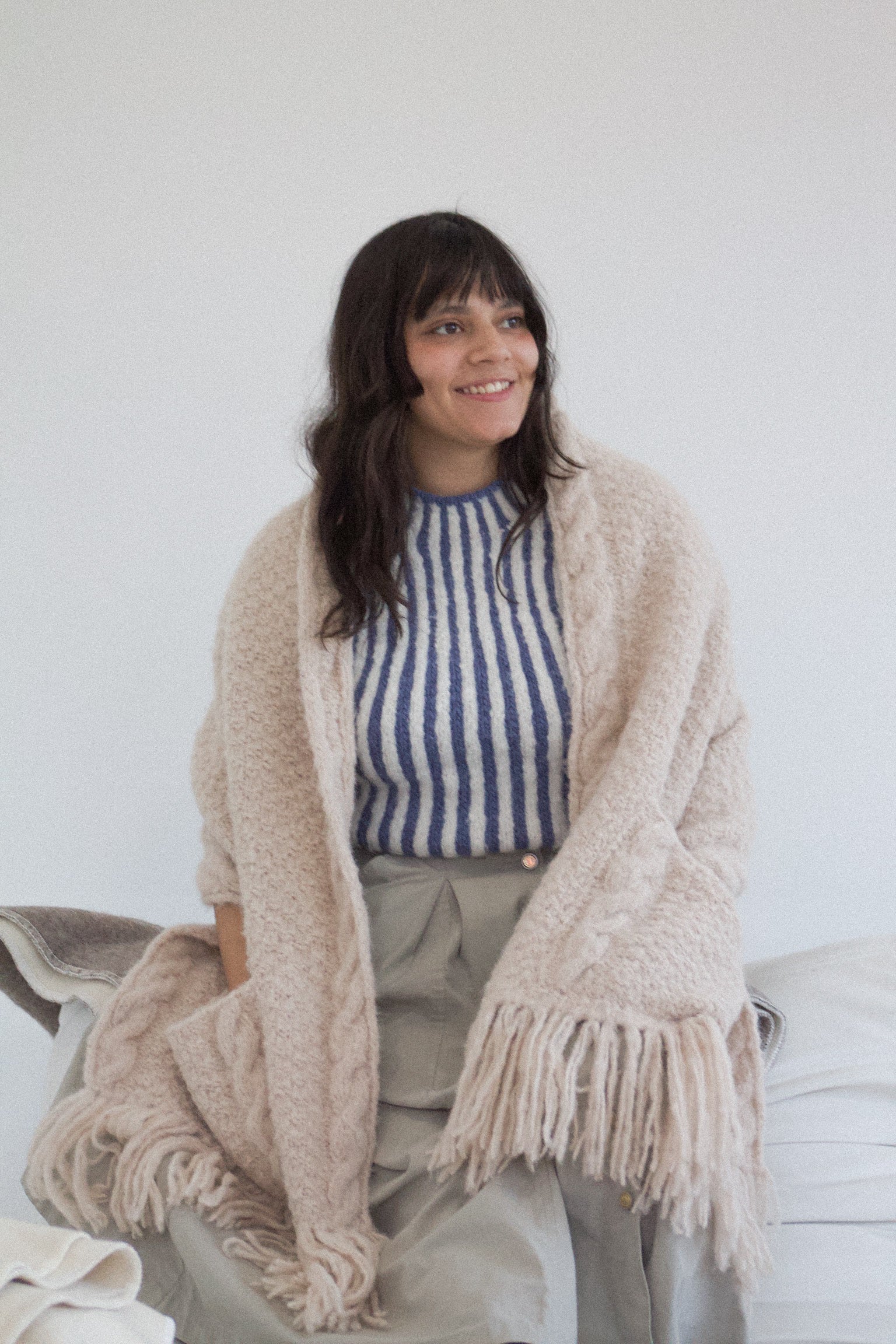 Hand Knitted Baby Alpaca Scarf with Pockets