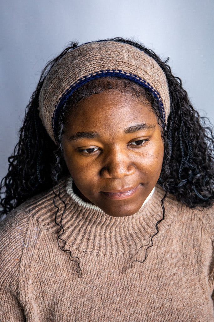 Utku Knit Headband in Tobacco Brown — baby alpaca wool