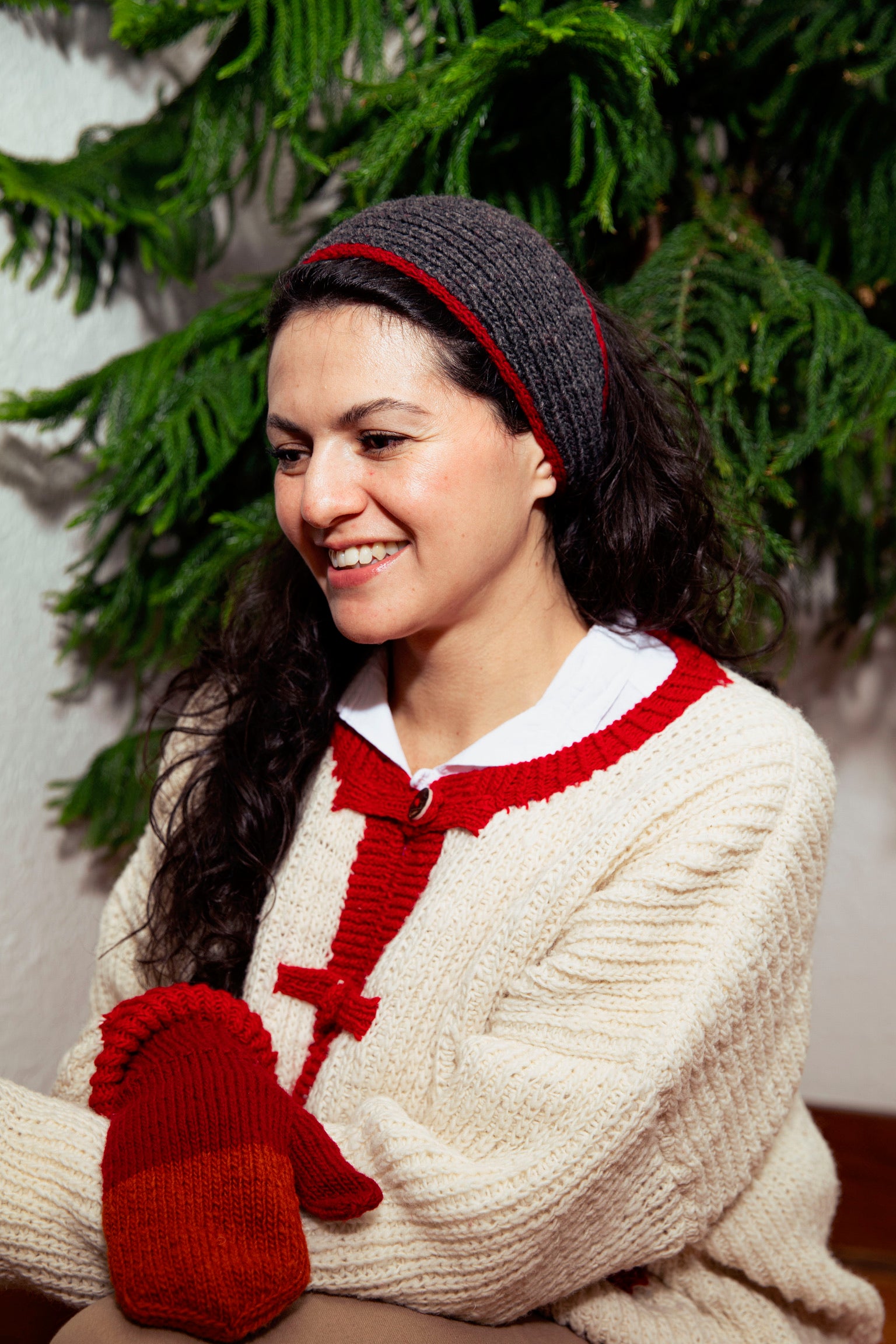Utku Knit Headband in Deep charcoal — baby alpaca wool