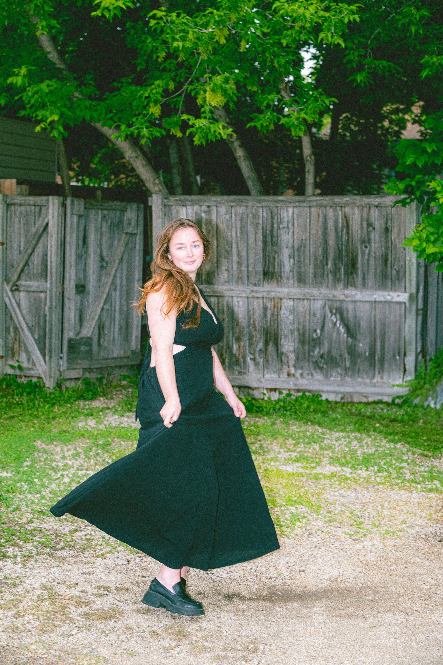 Utku Cutout Dress in Black — open back tie detail