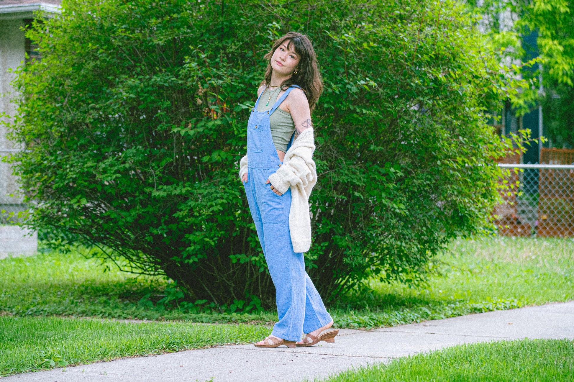 Utku Crinkle Cotton Overalls in Olympic blue