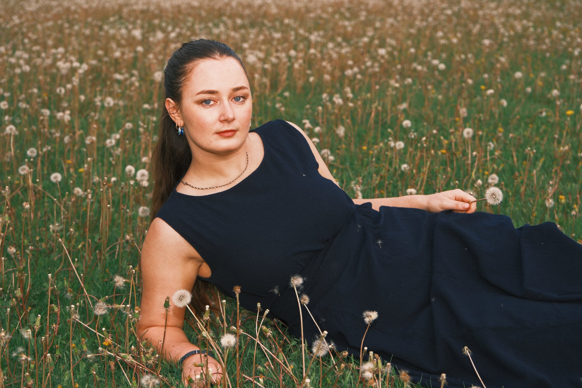 Utku Drop Waist Dress — front view with hidden side pockets