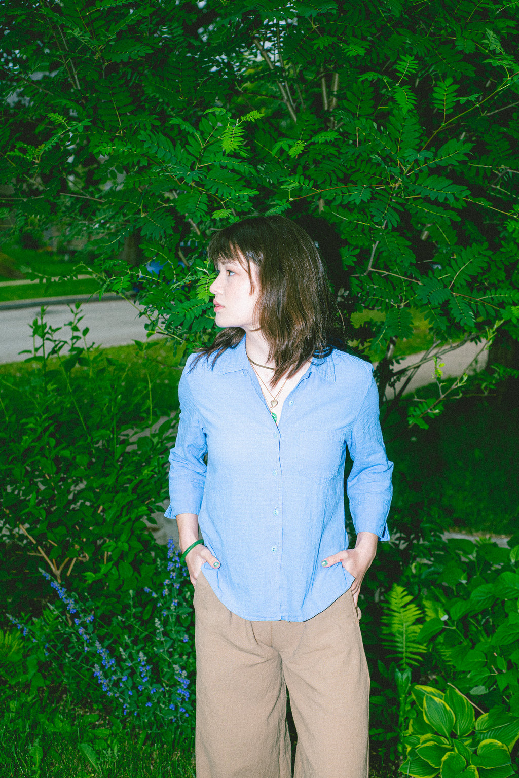 Utku Crinkle Cotton Crop Shirt — back view
