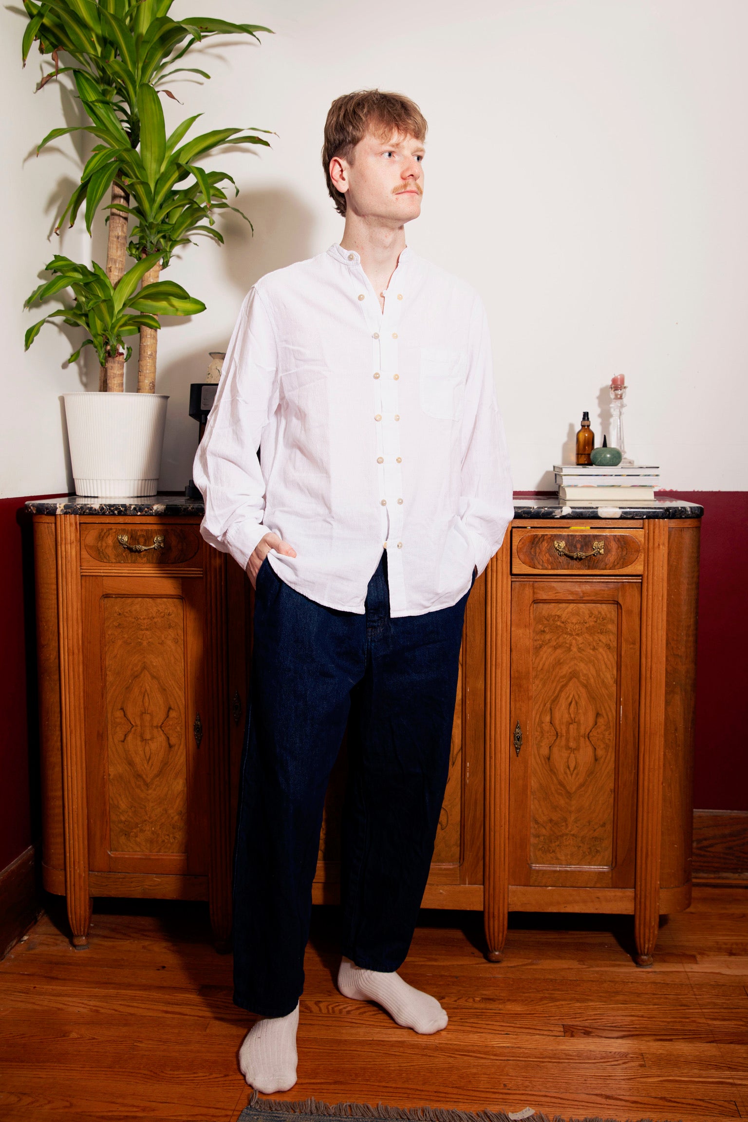 Utku Collar Crinkle Cotton Shirt in True white — handmade in Ecuador