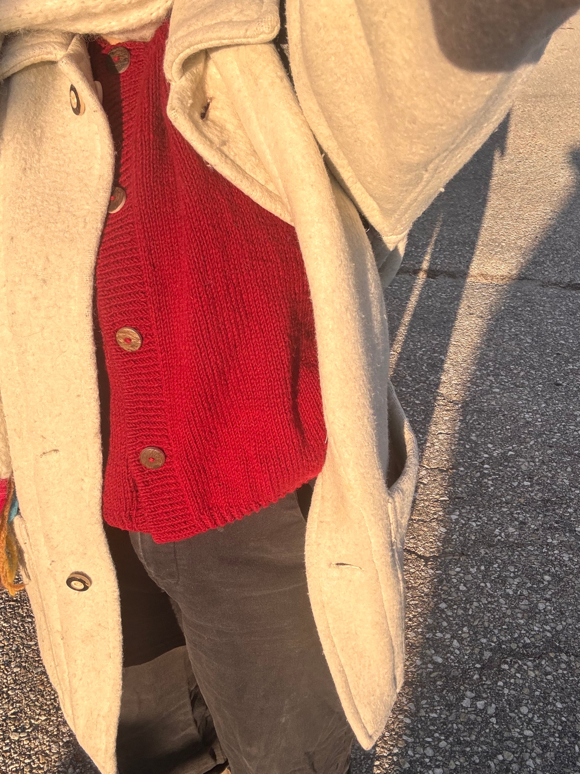 100% Wool Hand Knitted Cropped Cardigan - Lightweight Artisan Knitwear