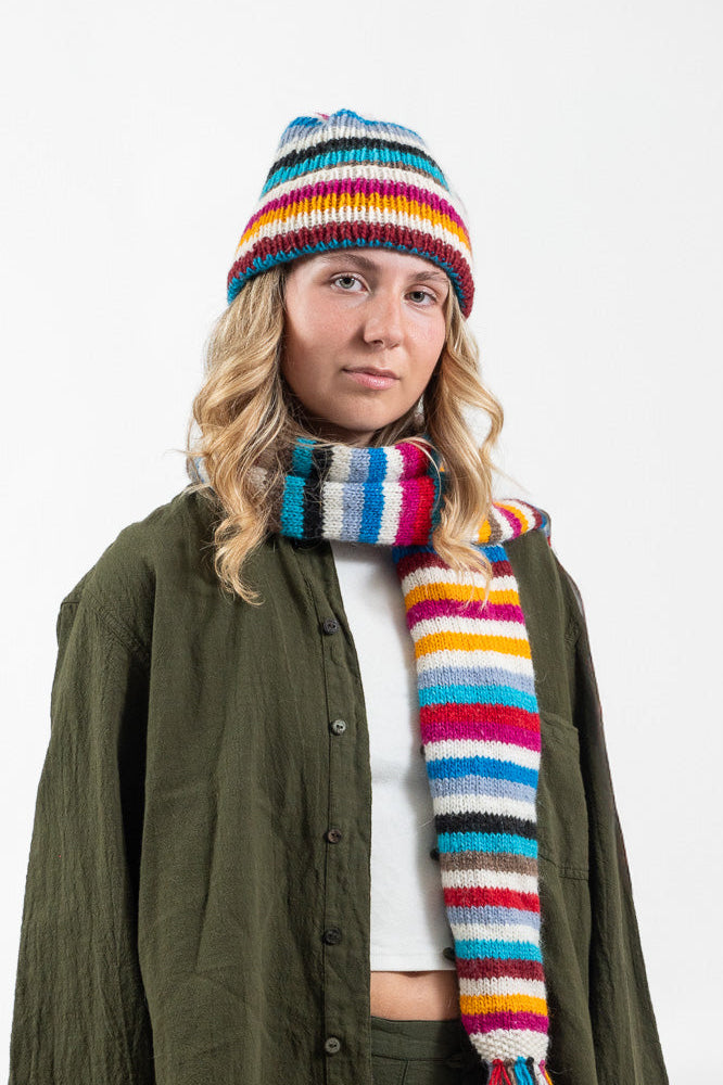Utku Alpaca Wool Toque in Wolsley Striped — hand knitted in Ecuador