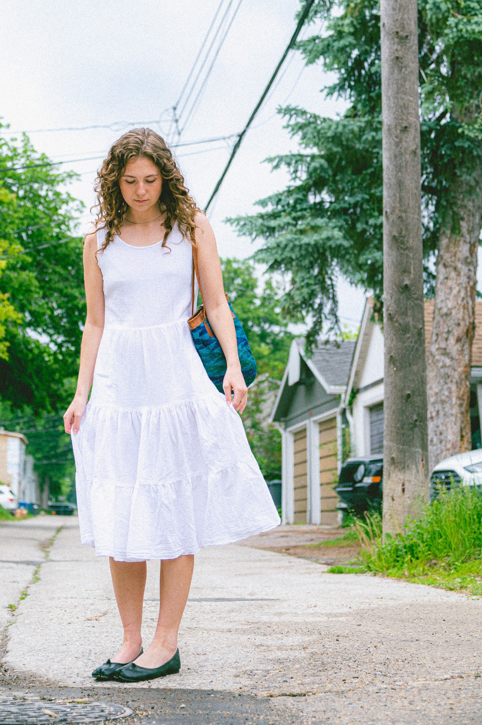 Utku Tiered Crinkle Cotton Dress in White