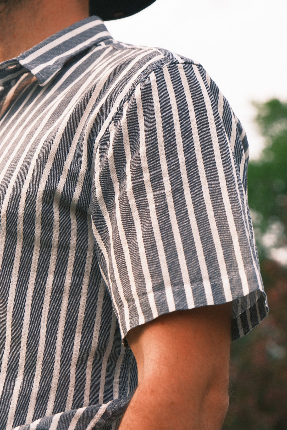 Utku Camp Shirt in Olympic Blue/White — back view
