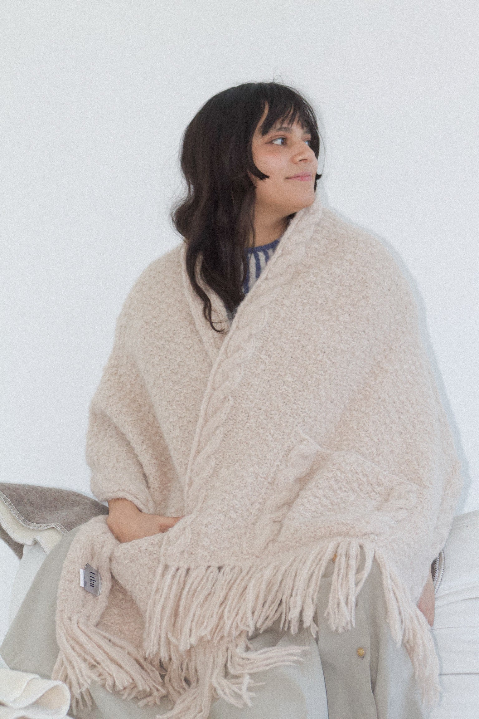 Hand Knitted Baby Alpaca Scarf with Pockets