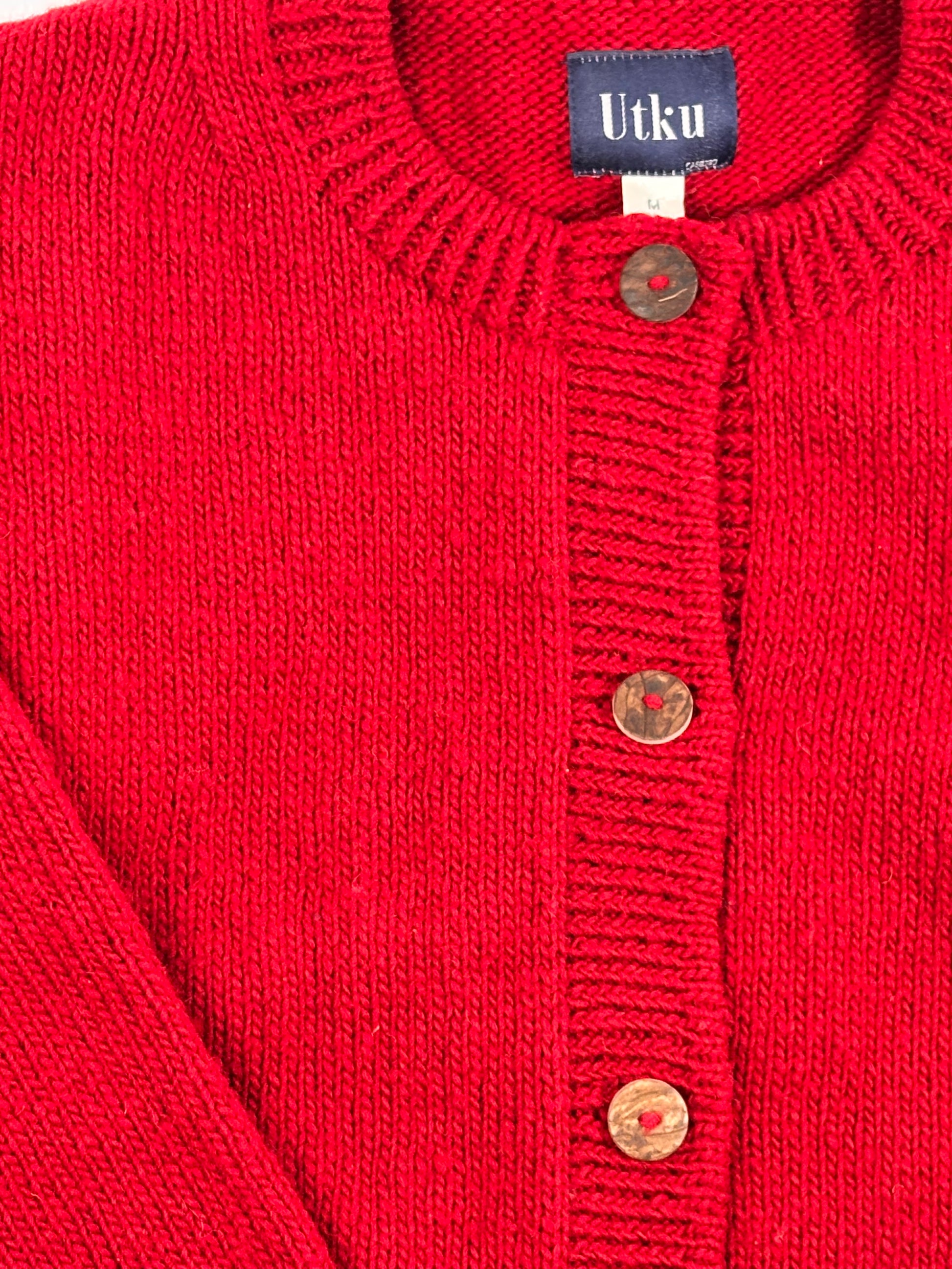 100% Wool Hand Knitted Cropped Cardigan - Lightweight Artisan Knitwear