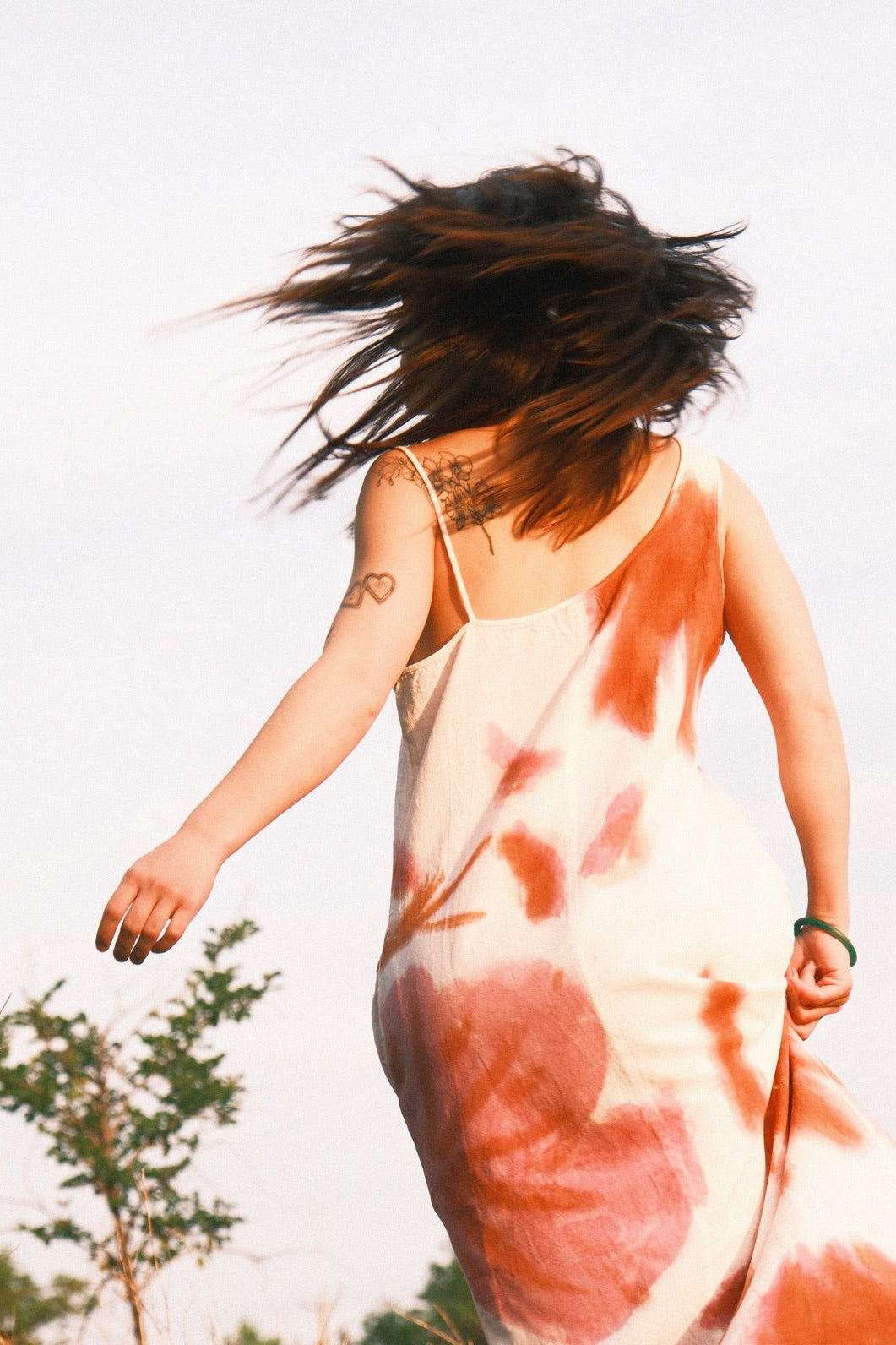 Utku Hand Painted Floral Dress — hand-painted floral detail, Dusky Pink Hibiscus