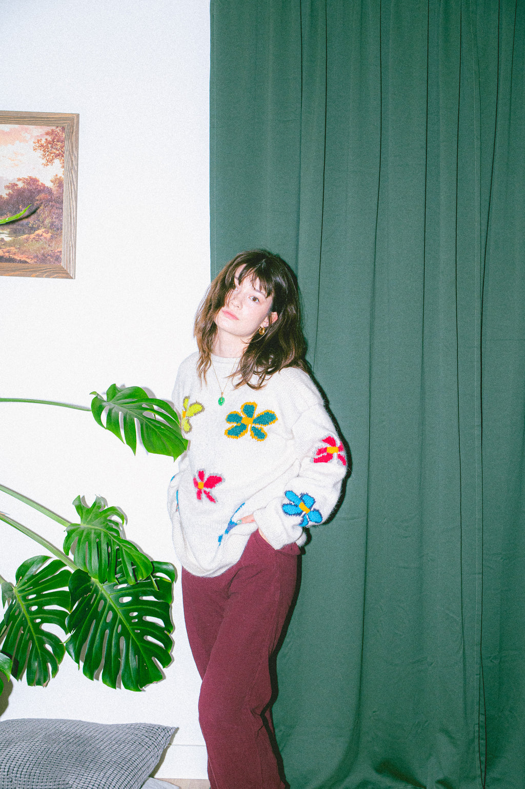 Floral Intarsia Crewneck
