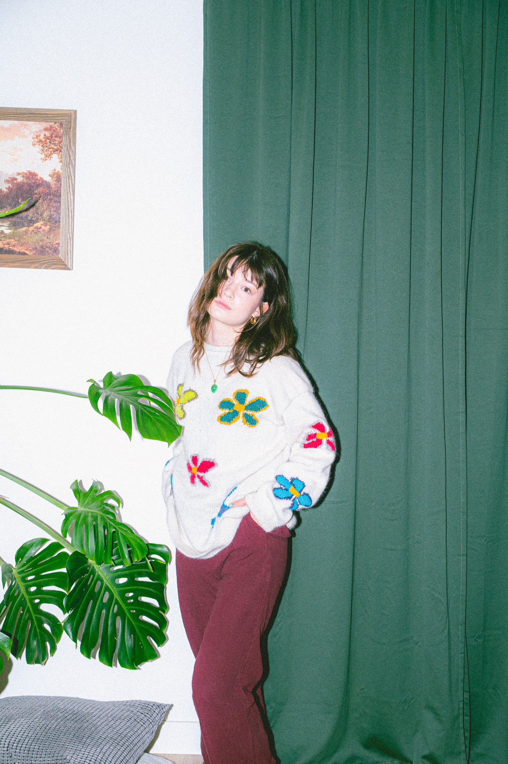 Floral Intarsia Crewneck