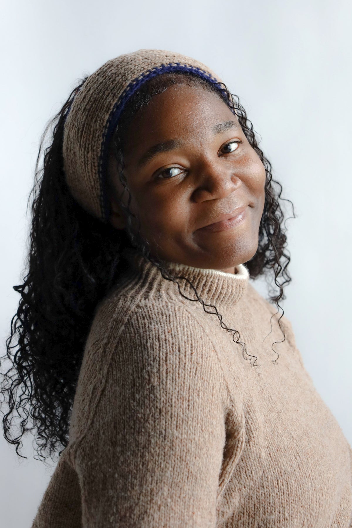 Utku Knit Headband in Tobacco Brown — hand knitted in Ecuador