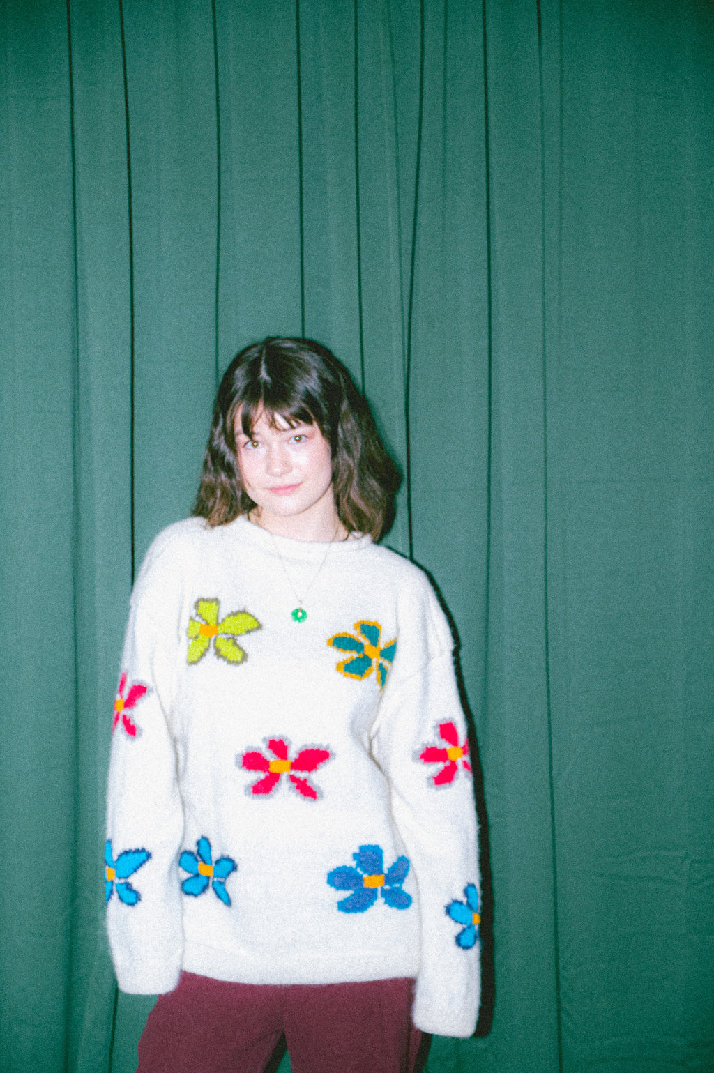 Floral Intarsia Crewneck