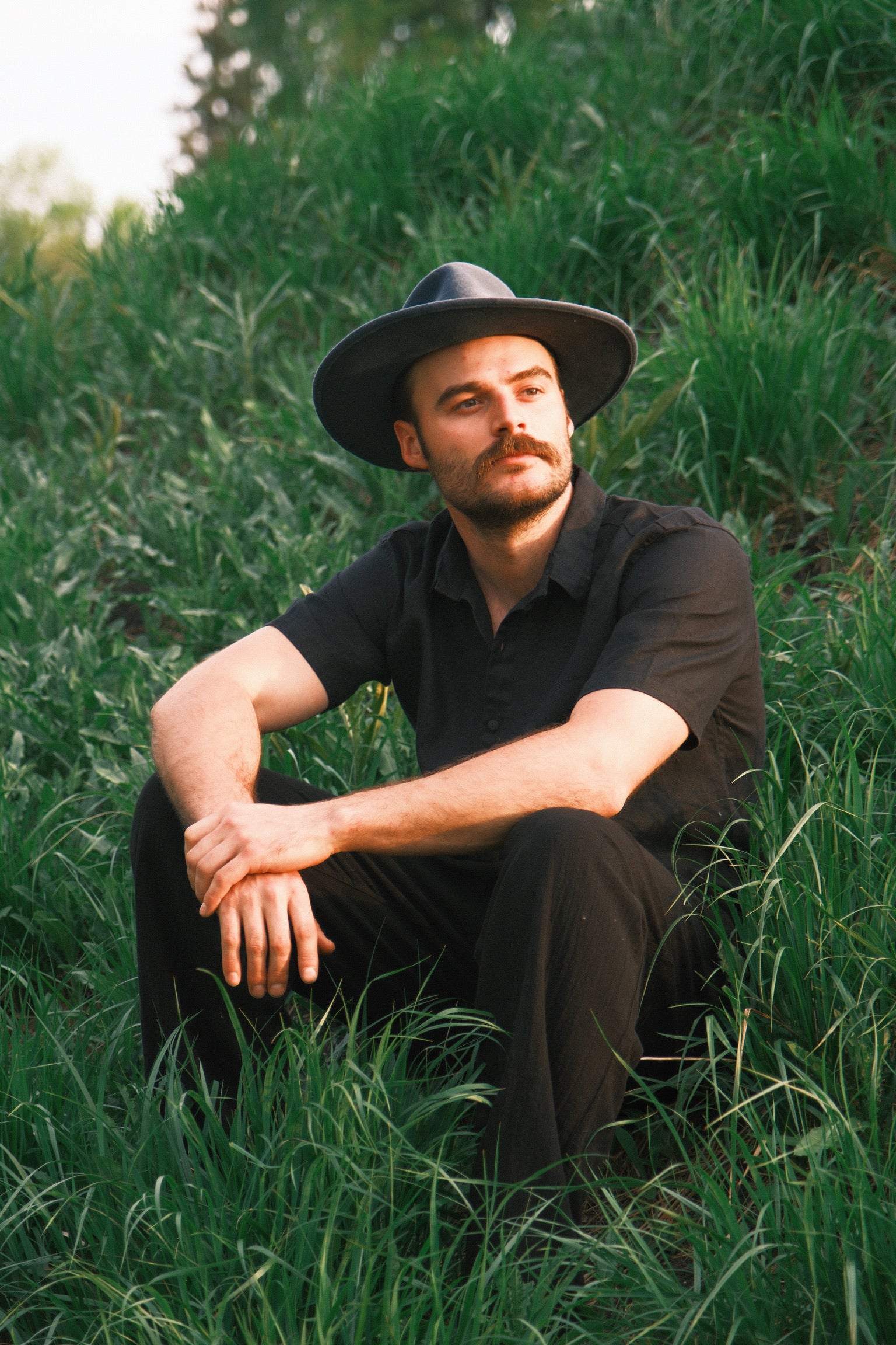 Utku Camp Linen Shirt in Black — camp collar, handmade in Ecuador