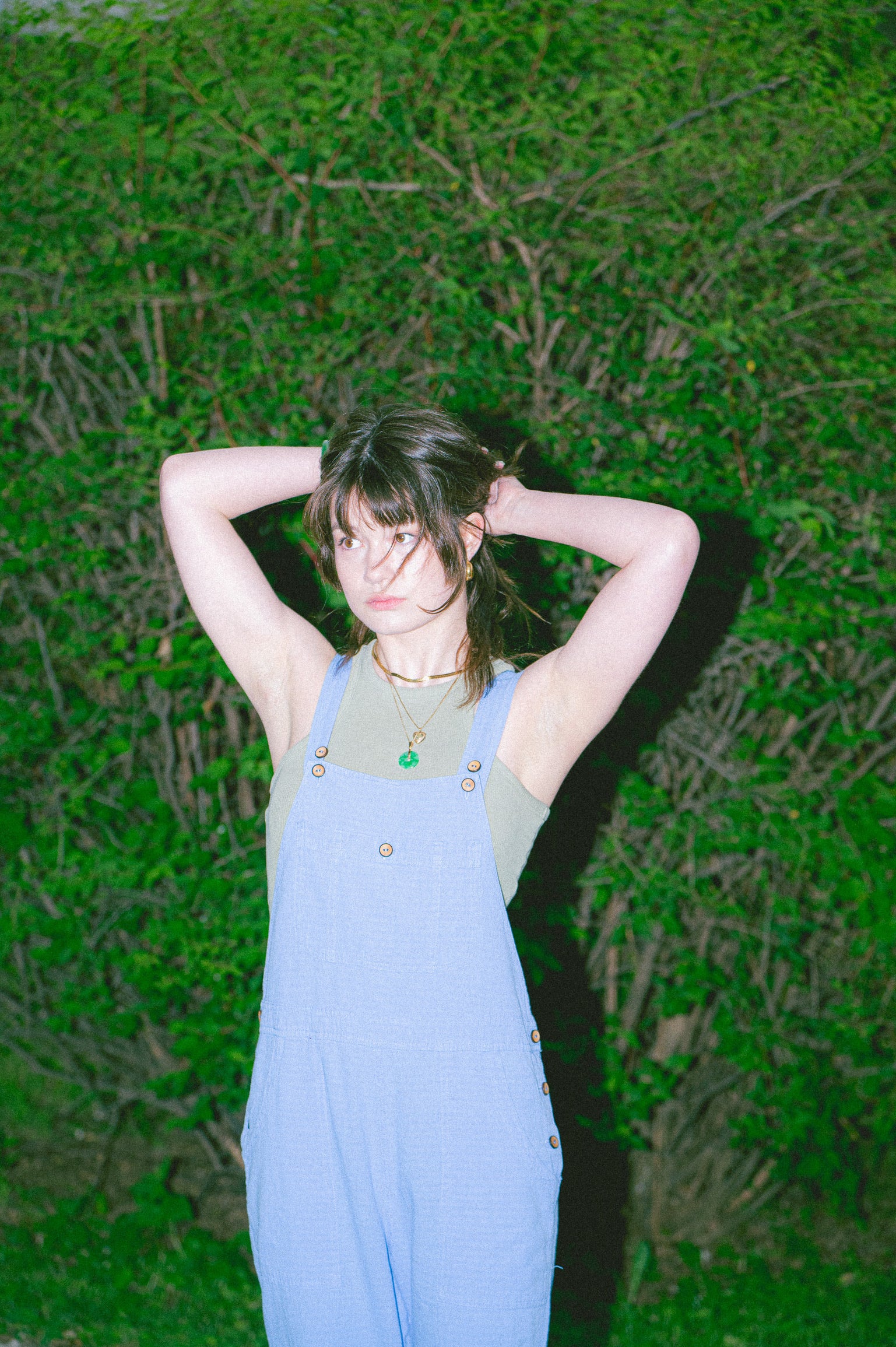 Utku Crinkle Cotton Overalls in Olympic blue — back view