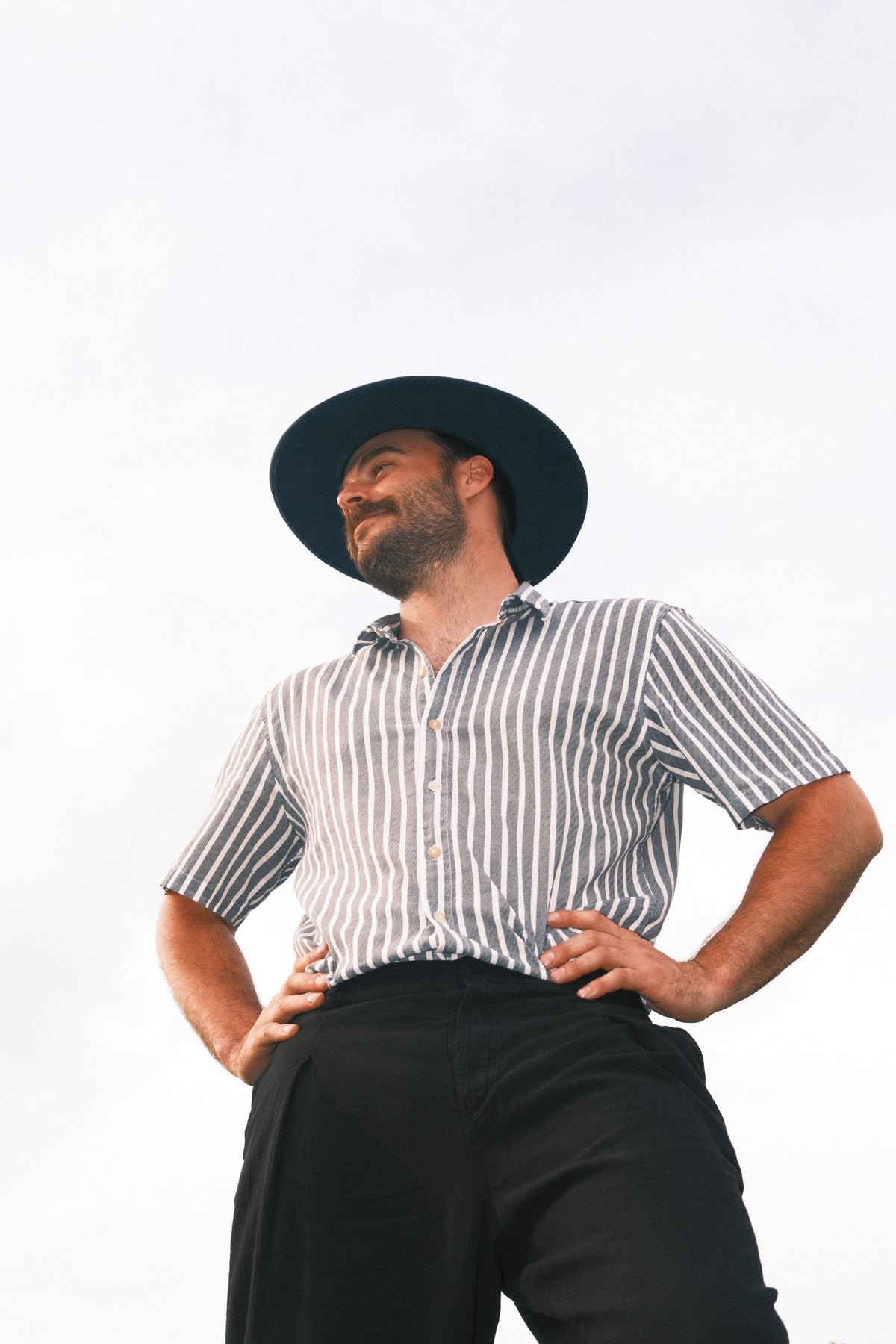 Utku Camp Shirt in Olympic Blue/White — camp collar, handmade in Ecuador