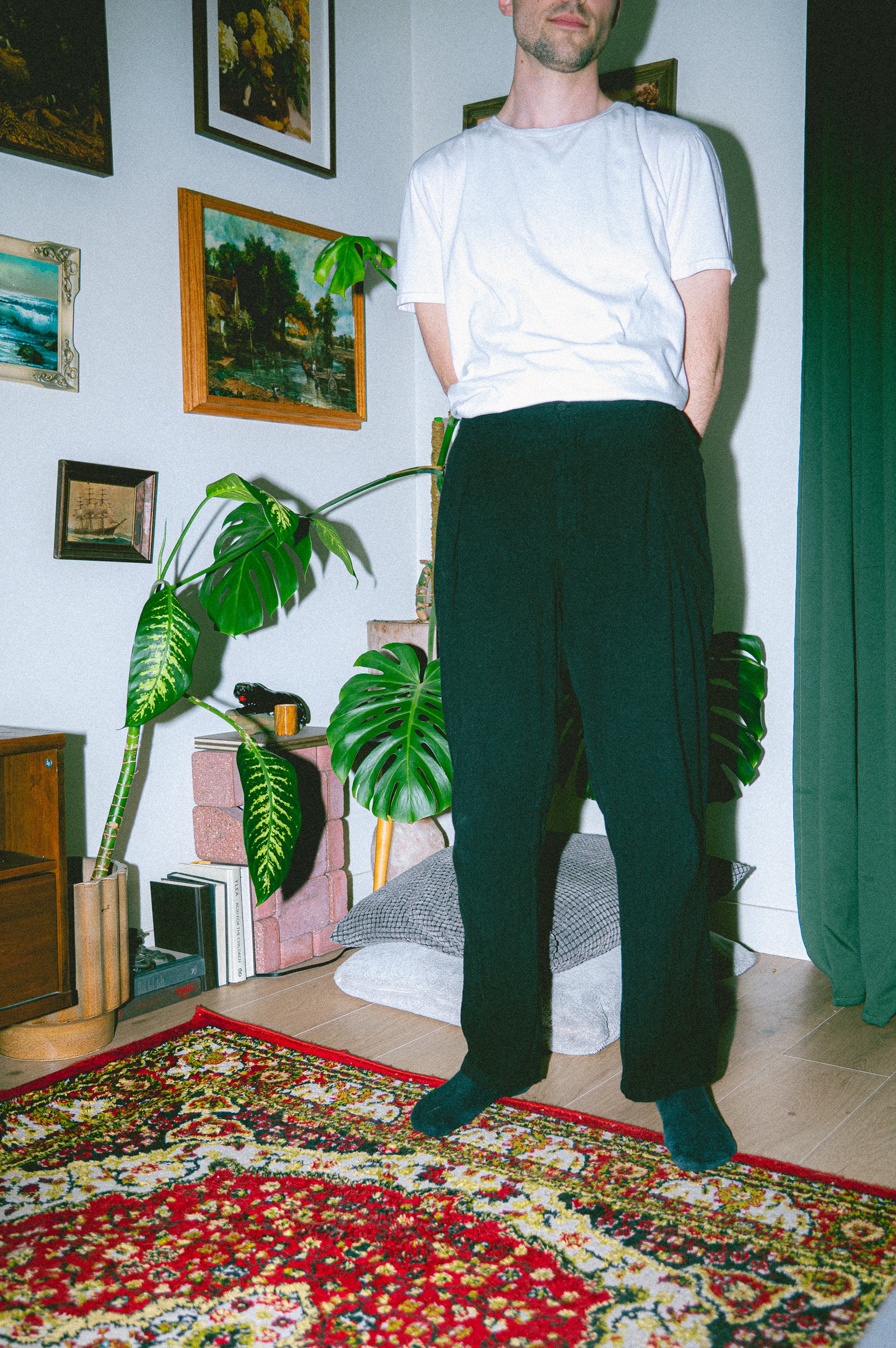 Utku Pleated Pants in Black — crinkle cotton, handmade in Ecuador