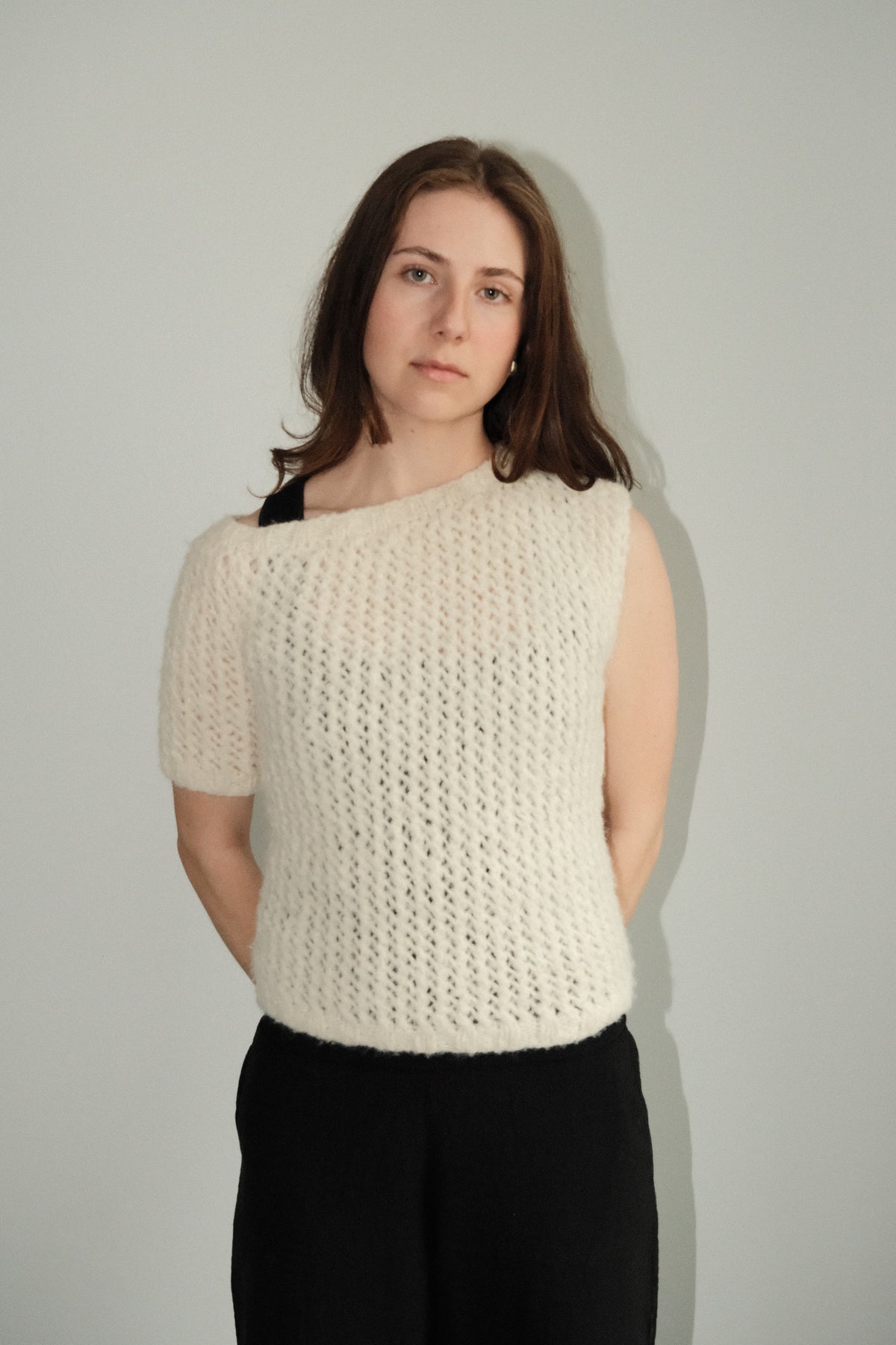 Utku Off-Shoulder Alpaca Top in Gardenia — baby alpaca, handmade in Ecuador