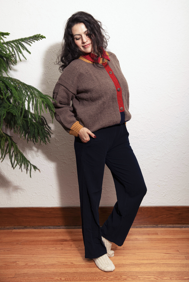 100% Wool Hand Knitted Cardigan - Artisan Cropped Knitwear