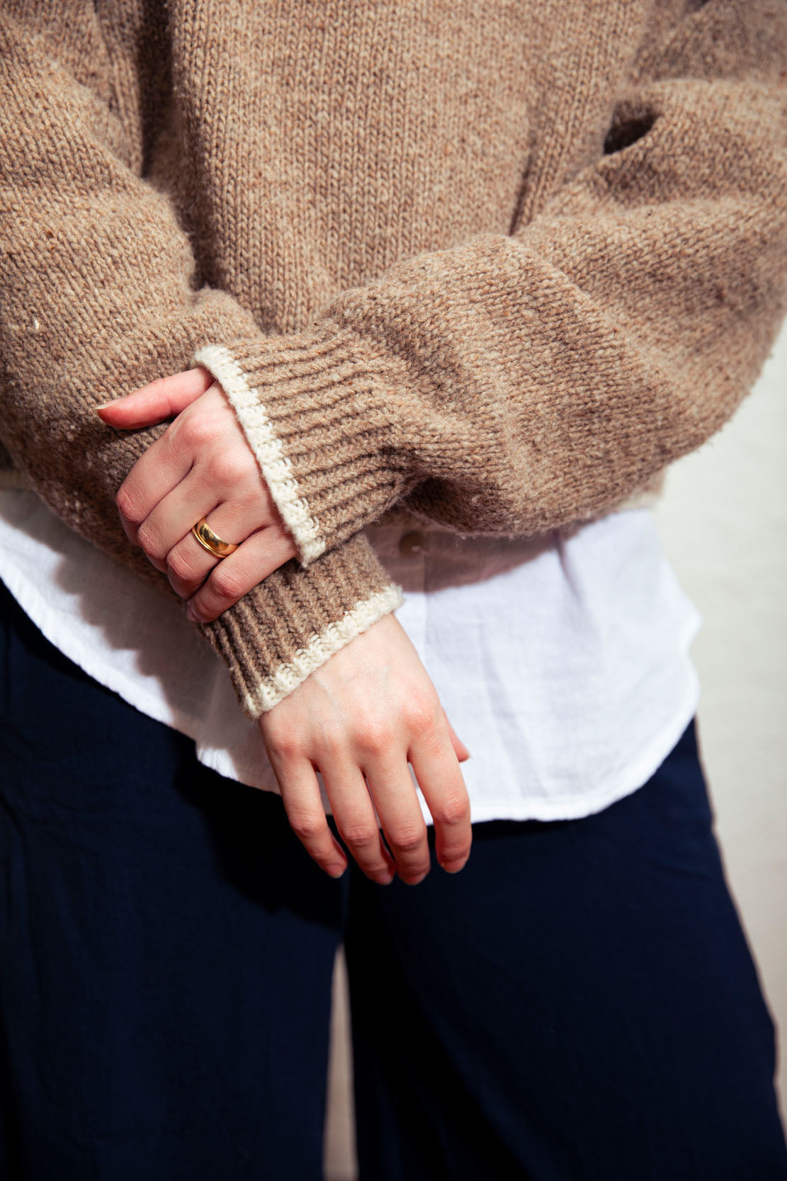 100% Wool Hand Knitted Pullover - Artisan Cropped Sweater