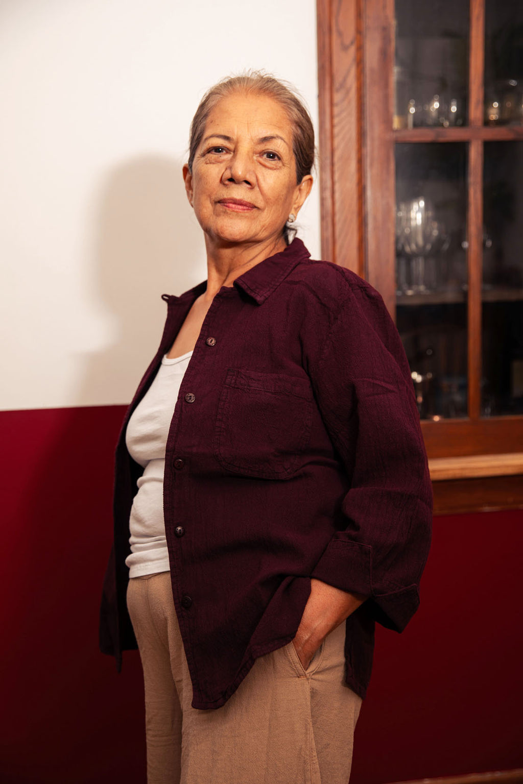 100% Crinkled Cotton Cropped Shirt - Lightweight Pre-Shrunk Tagua Buttons