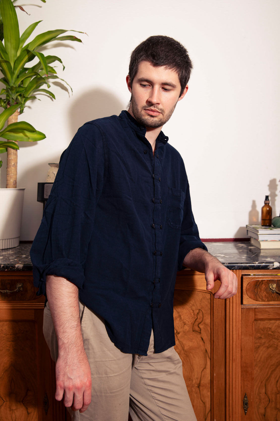 Fabian Shirt 100% Crinkled Cotton Shirt - Lightweight Pre-Shrunk Refined Collar